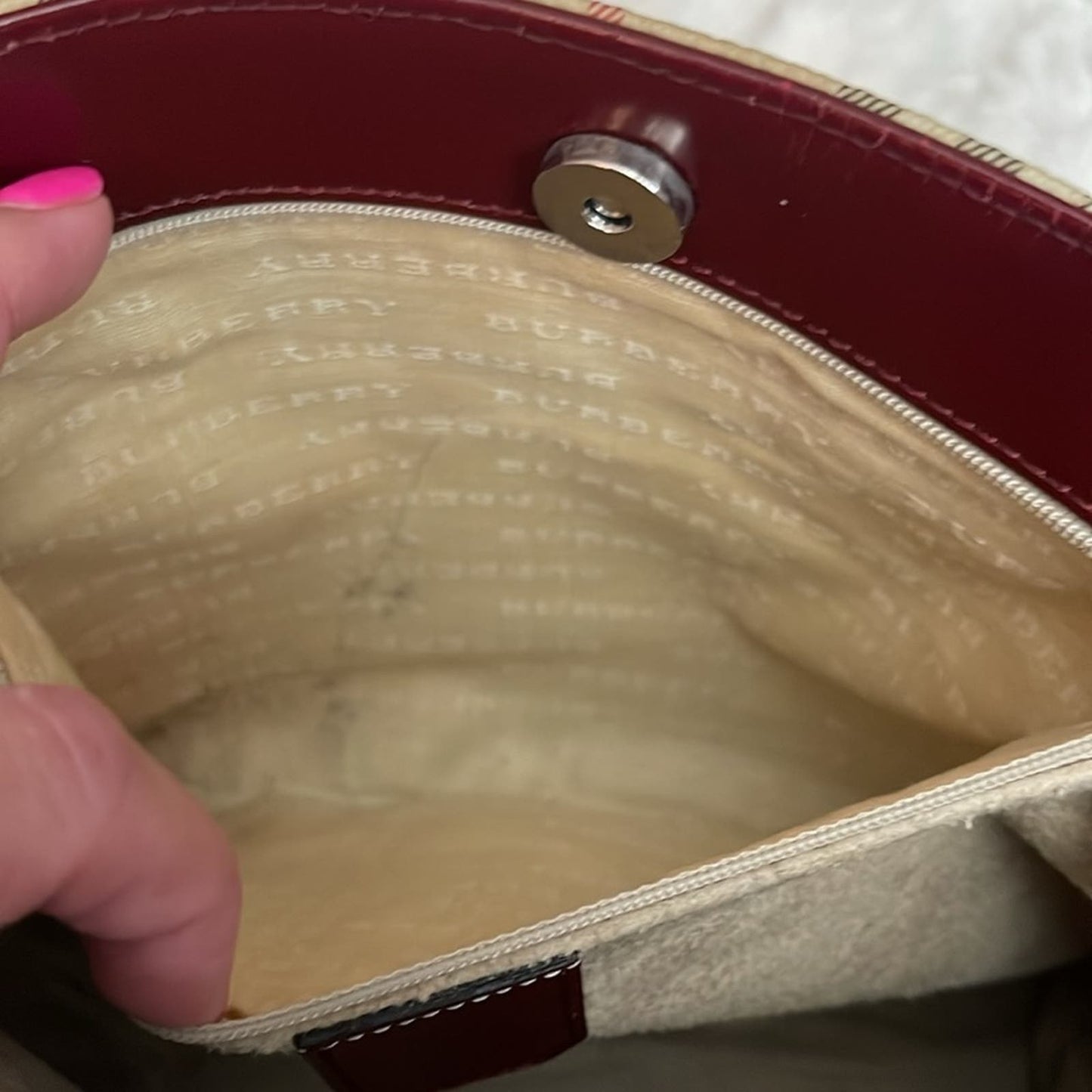 Burberry PVC Tote with leather suede lining