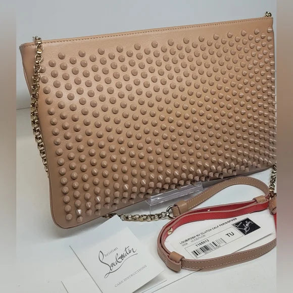 🩷Christian Louboutin nude Studded crossbody Bag🔥
