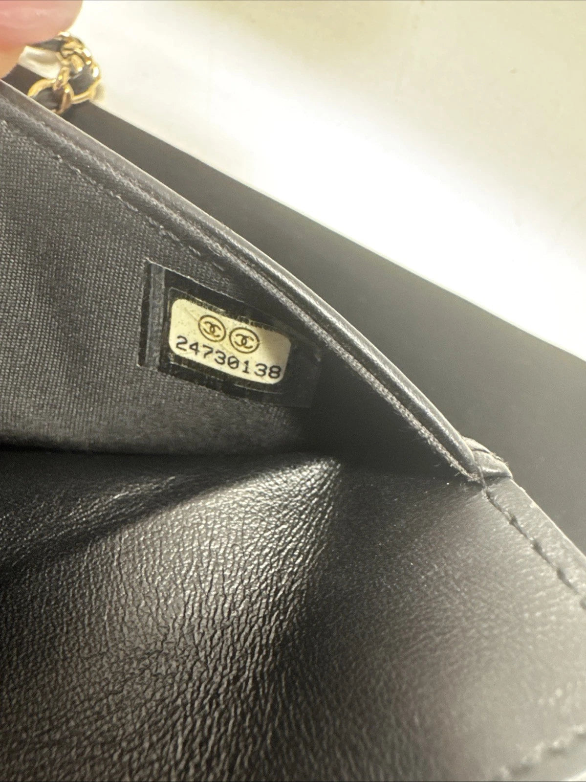 Chanel Boy Black Caviar Chevron Wallet On A Chain Series 24