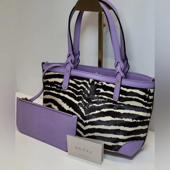 Rare Gucci zebra print leather & calfskin tote with pouch π©·π₯