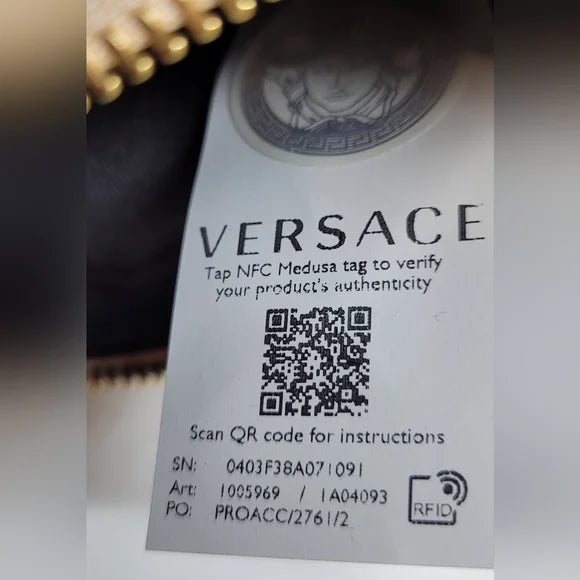 Versace Virtus Beige Leather Camera Bag๐