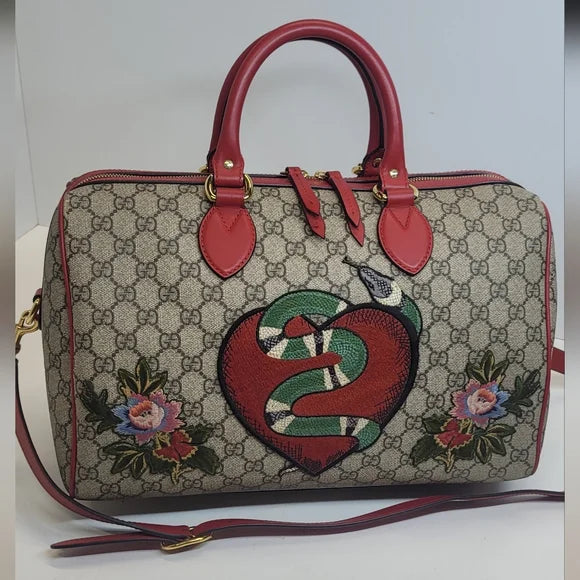 Gucci GG Supreme Limited Edition Cruise Collection Boston Snake Bag π©· Large Bag!
