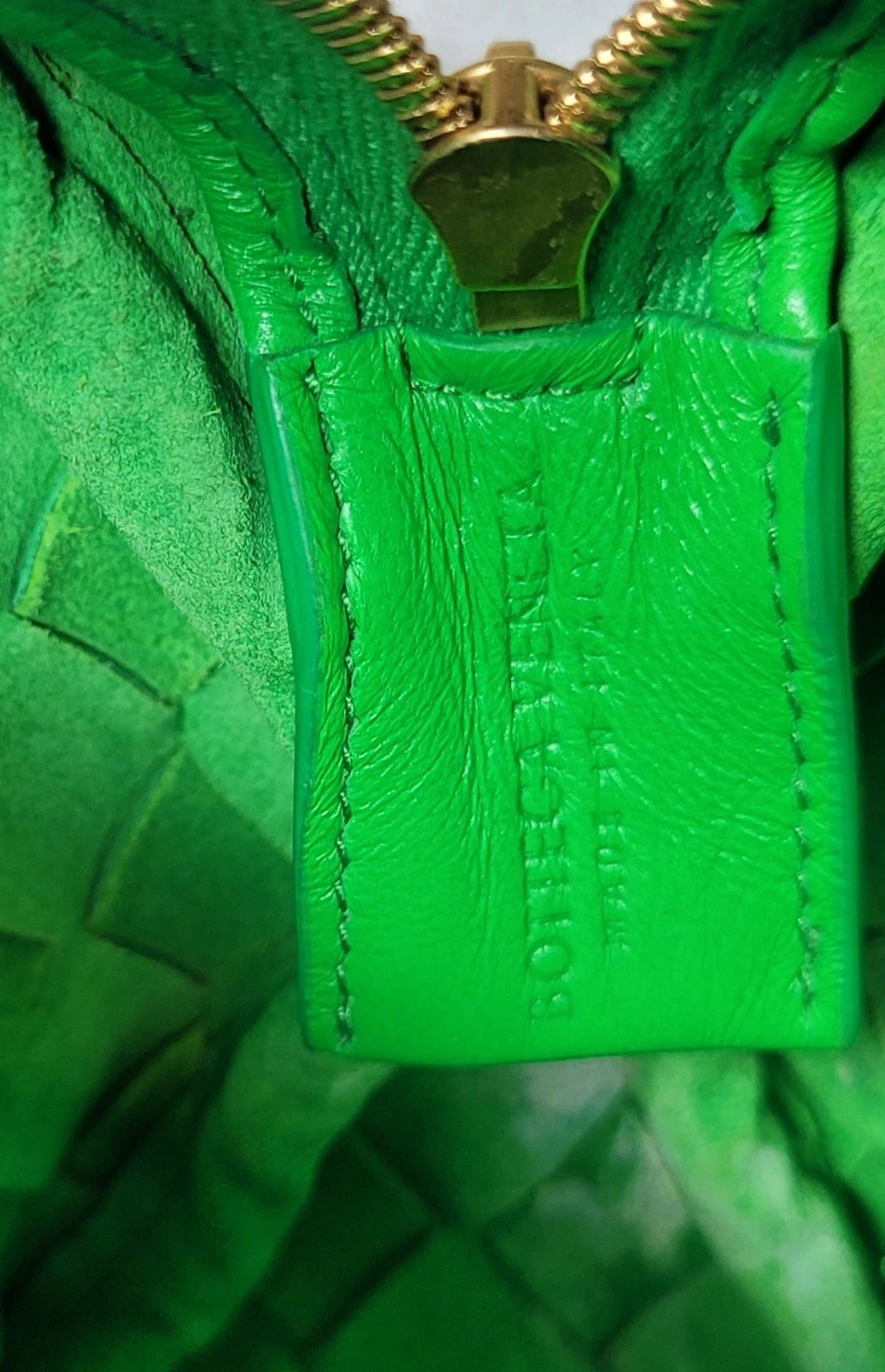 Bottega Veneta Green Woven Leather Small Loop Camera Bag