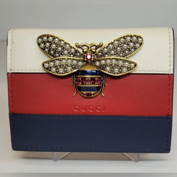 Gucci Queen Margaret Bee Leather Card Case Wallet full inclusion