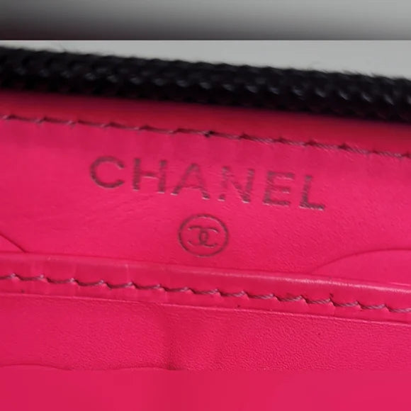 Chanel Cambon Black Quilted Lambskin Long Zippy Wallet