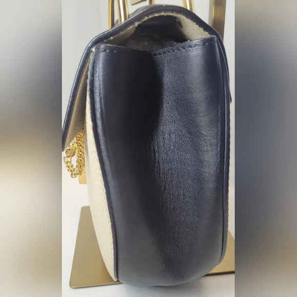 Chloe Black/Beige Lambskin Drew Crossbody Bag