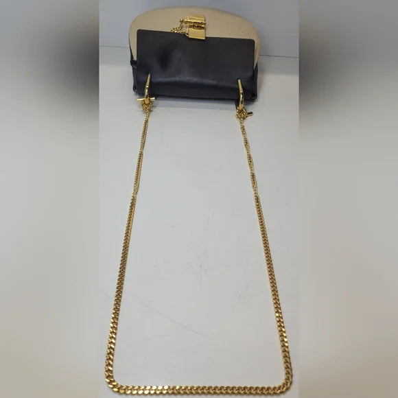 Chloe Black/Beige Lambskin Drew Crossbody Bag