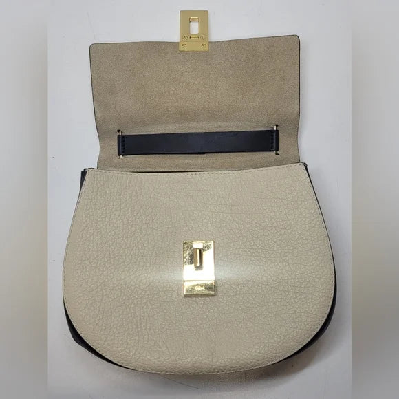 Chloe Black/Beige Lambskin Drew Crossbody Bag