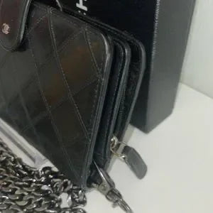 Chanel lambskin quilted diamond stitched bifold wallet crossbody 2011
