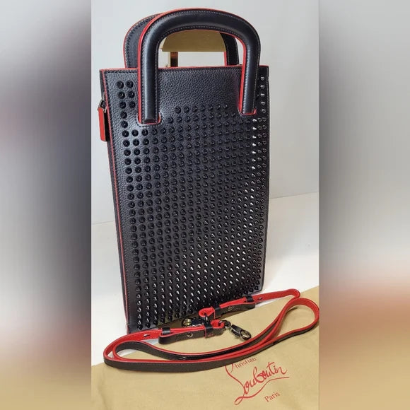 Christian Louboutin Tric Trac 2 Way Black Leather Studded Handbag