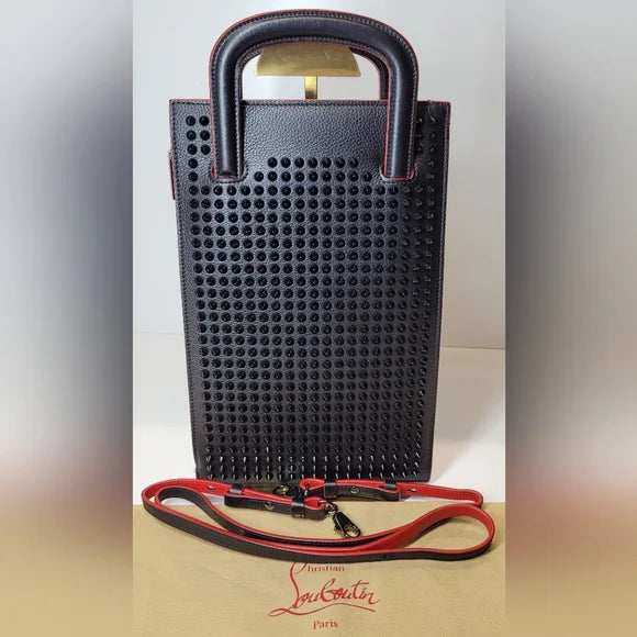 Christian Louboutin Tric Trac 2 Way Black Leather Studded Handbag