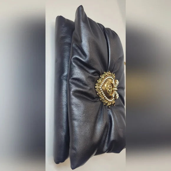 Dolce & Gabbana Devotion Lg Black Padded Calfskin Leather Bag π©·
