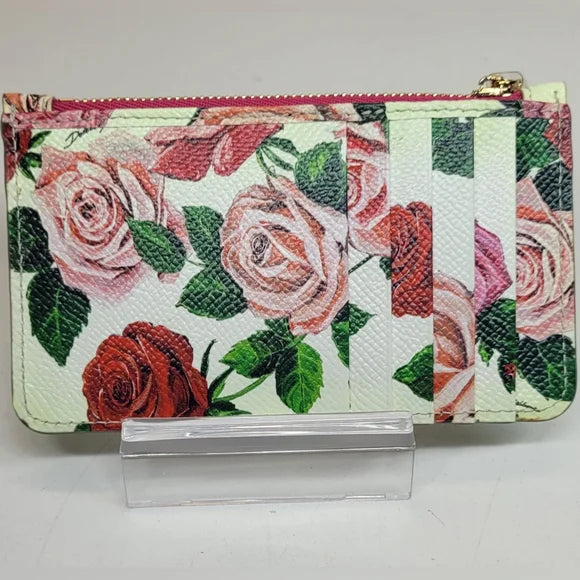 Dolce & Gabbana Floral Print White Leather Card Holder