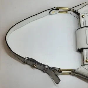 Salvatore Ferragamo White Leather Handbag with Bamboo Lock