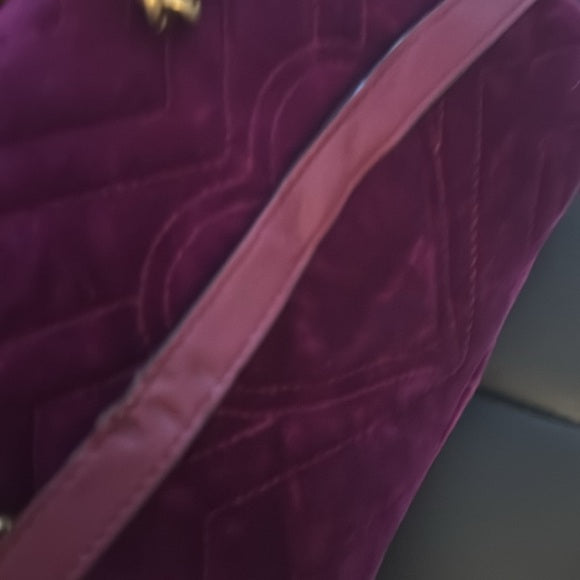 Gucci GG Marmont RARE Purple Velvet Crystal Embellished Handbag