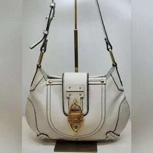 Salvatore Ferragamo White Leather Handbag with Bamboo Lock