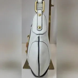 Salvatore Ferragamo White Leather Handbag with Bamboo Lock