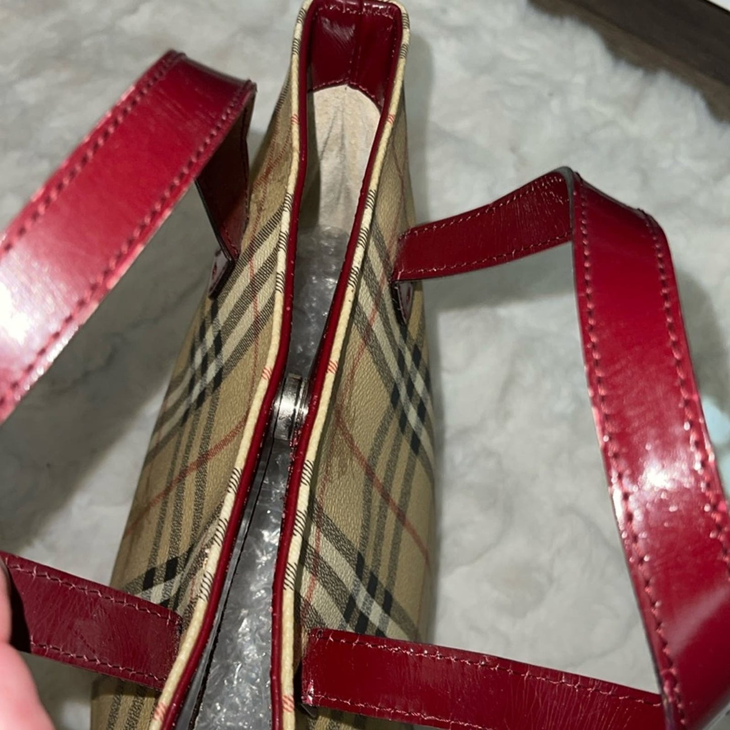Burberry PVC Tote with leather suede lining
