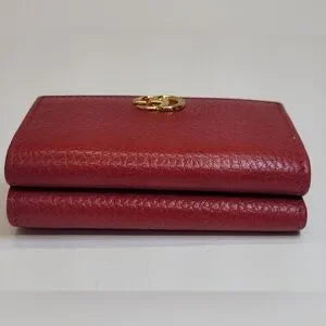 Gucci Marmont Red Pebbled Leather Compact Wallet