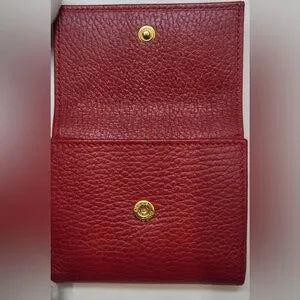 Gucci Marmont Red Pebbled Leather Compact Wallet