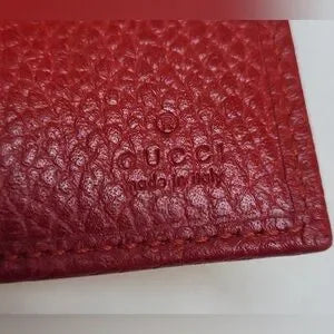 Gucci Marmont Red Pebbled Leather Compact Wallet