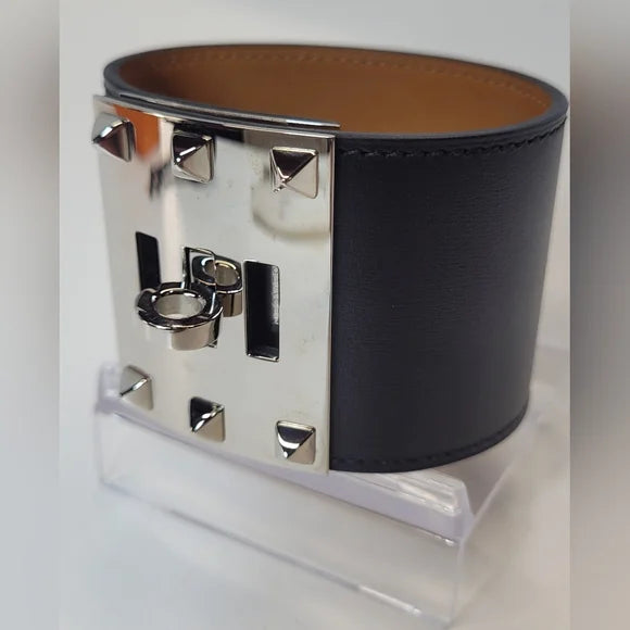 Hermes Extreme Kelly Dog Black Leather Bracelet, Like New Condition π₯