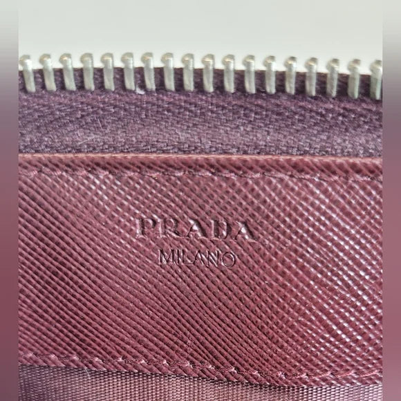 Prada Bruciato Brown Saffiano Leather Large Zippy Wallet