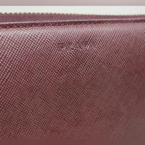 Prada Bruciato Brown Saffiano Leather Large Zippy Wallet