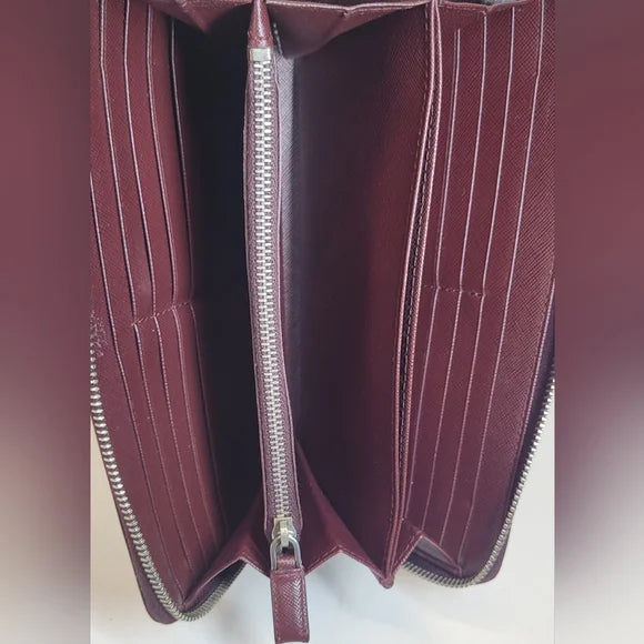 Prada Bruciato Brown Saffiano Leather Large Zippy Wallet