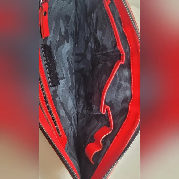 Jimmy Choo Red Leather Star Studded Derek Pouch