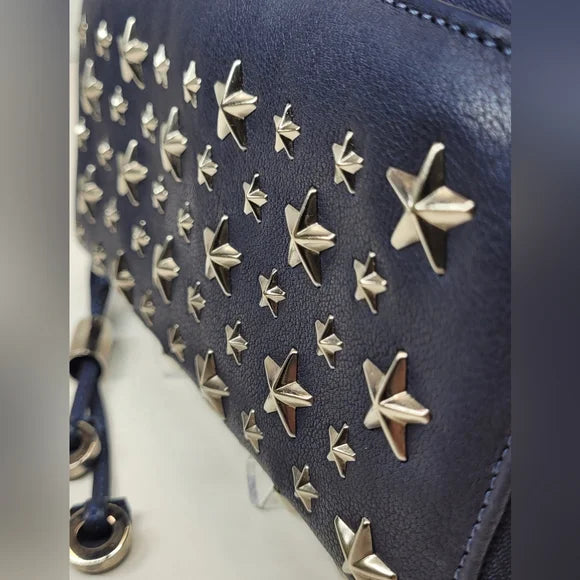 Jimmy Choo Filipa Star Studded Navy Blue Leather Wallet
