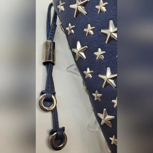 Jimmy Choo Filipa Star Studded Navy Blue Leather Wallet
