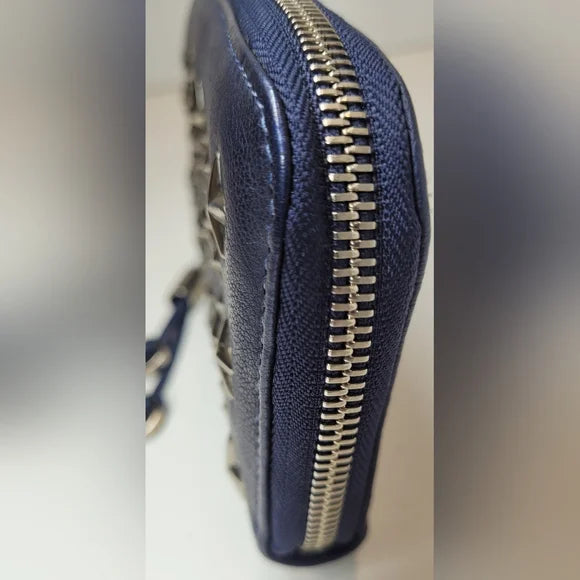 Jimmy Choo Filipa Star Studded Navy Blue Leather Wallet
