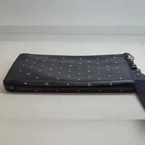 Jimmy Choo Black Leather Konor Star Studded Clutch