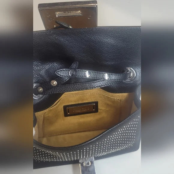 Jimmy Choo Rebel Black Leather Studded Crossbody Bag