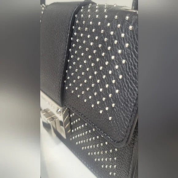 Jimmy Choo Rebel Black Leather Studded Crossbody Bag