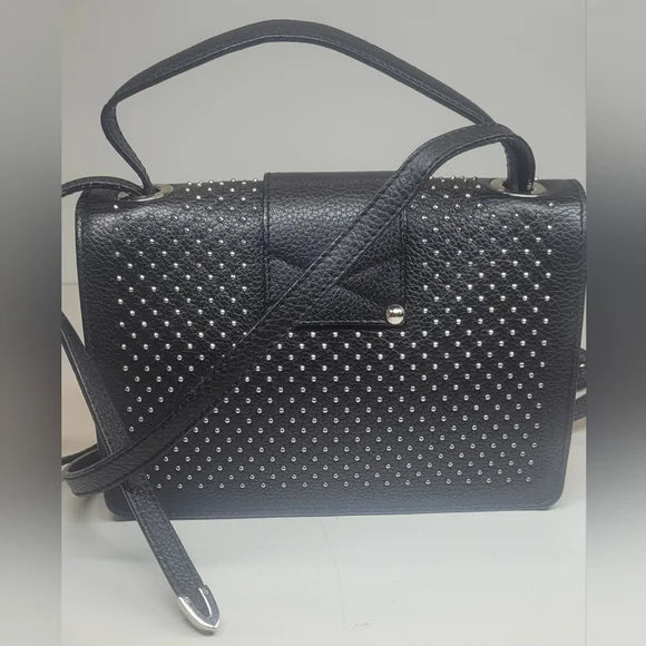 Jimmy Choo Rebel Black Leather Studded Crossbody Bag