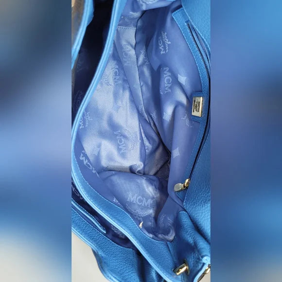 MCM Blue Leather Studded 2 Way Bag