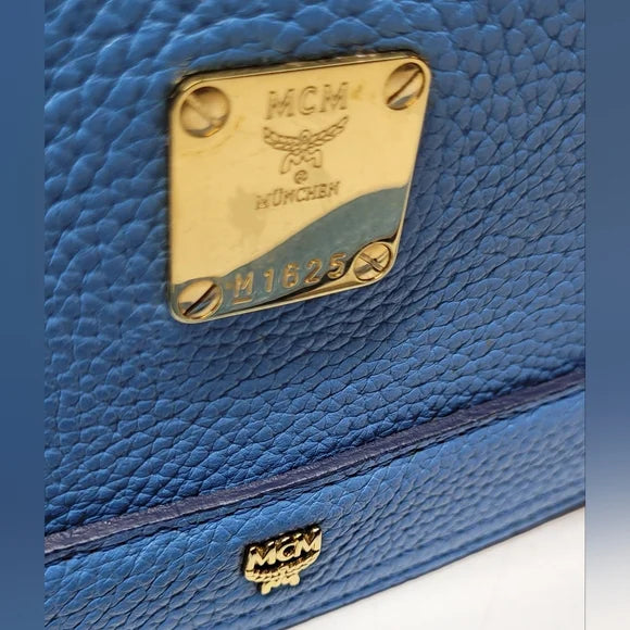 MCM Blue Leather Studded 2 Way Bag