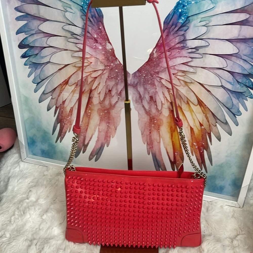 CHRISTIAN LOUBOUTIN large pink/coral crossbody/clutch bag
