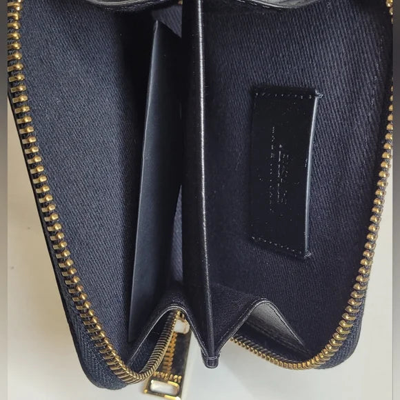 Versace La Greca Signature Coated Canvas Compact Zippy Wallet