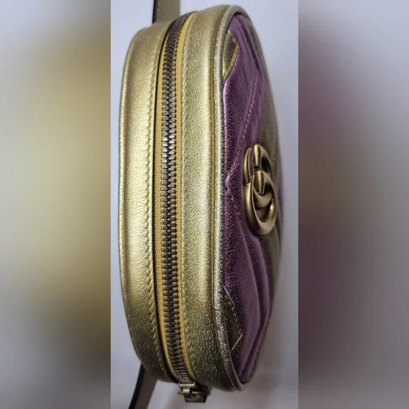 Gucci GG Marmont Pink/Gold Leather Bumbag,Belt Bag, Crossbody bag🩷