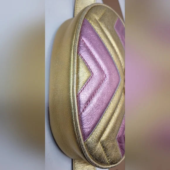 Gucci GG Marmont Pink/Gold Leather Bumbag,Belt Bag, Crossbody bag🩷