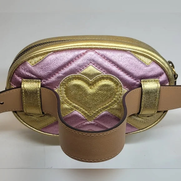 Gucci GG Marmont Pink/Gold Leather Bumbag,Belt Bag, Crossbody bag🩷