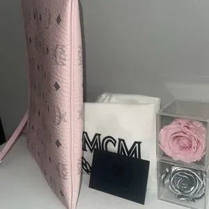 NWT MCM pink crossbody bag, dust bag, cards π₯