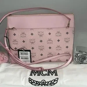 NWT MCM pink crossbody bag, dust bag, cards π₯