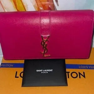 YSL pink long large wallet