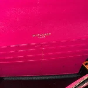YSL pink long large wallet