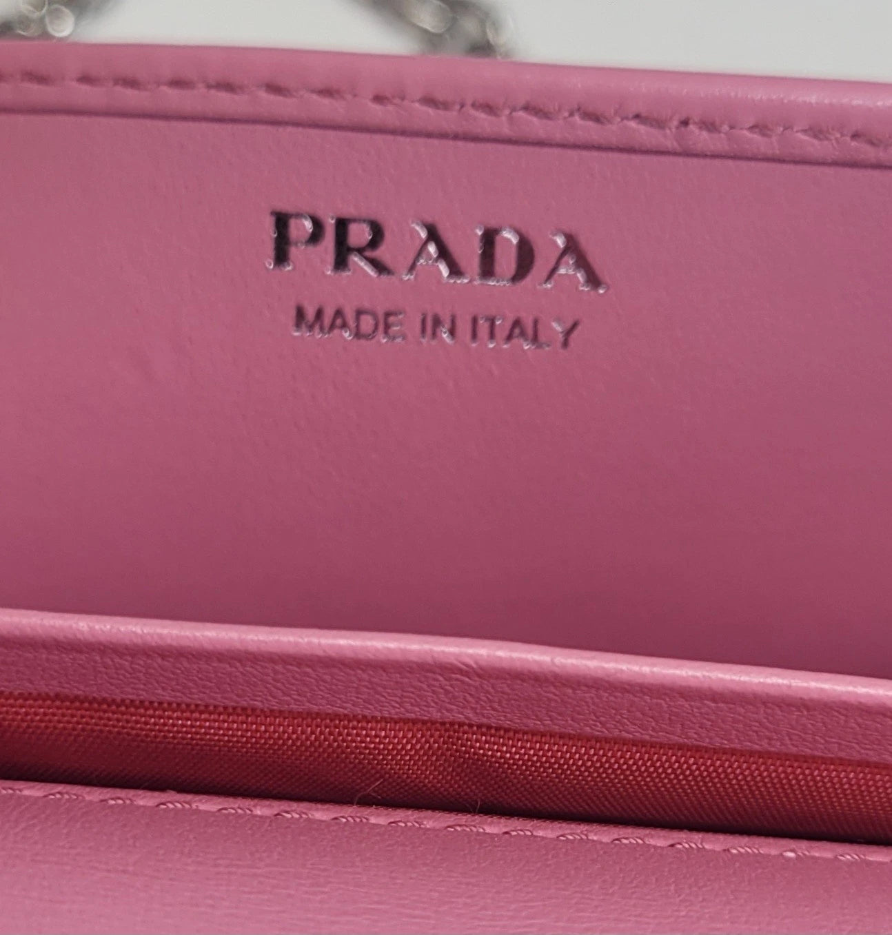 Prada Pink Quilted Leather Diagramme Handbag With Box