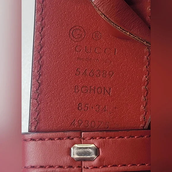 Gucci Red Leather Belt Silver GG